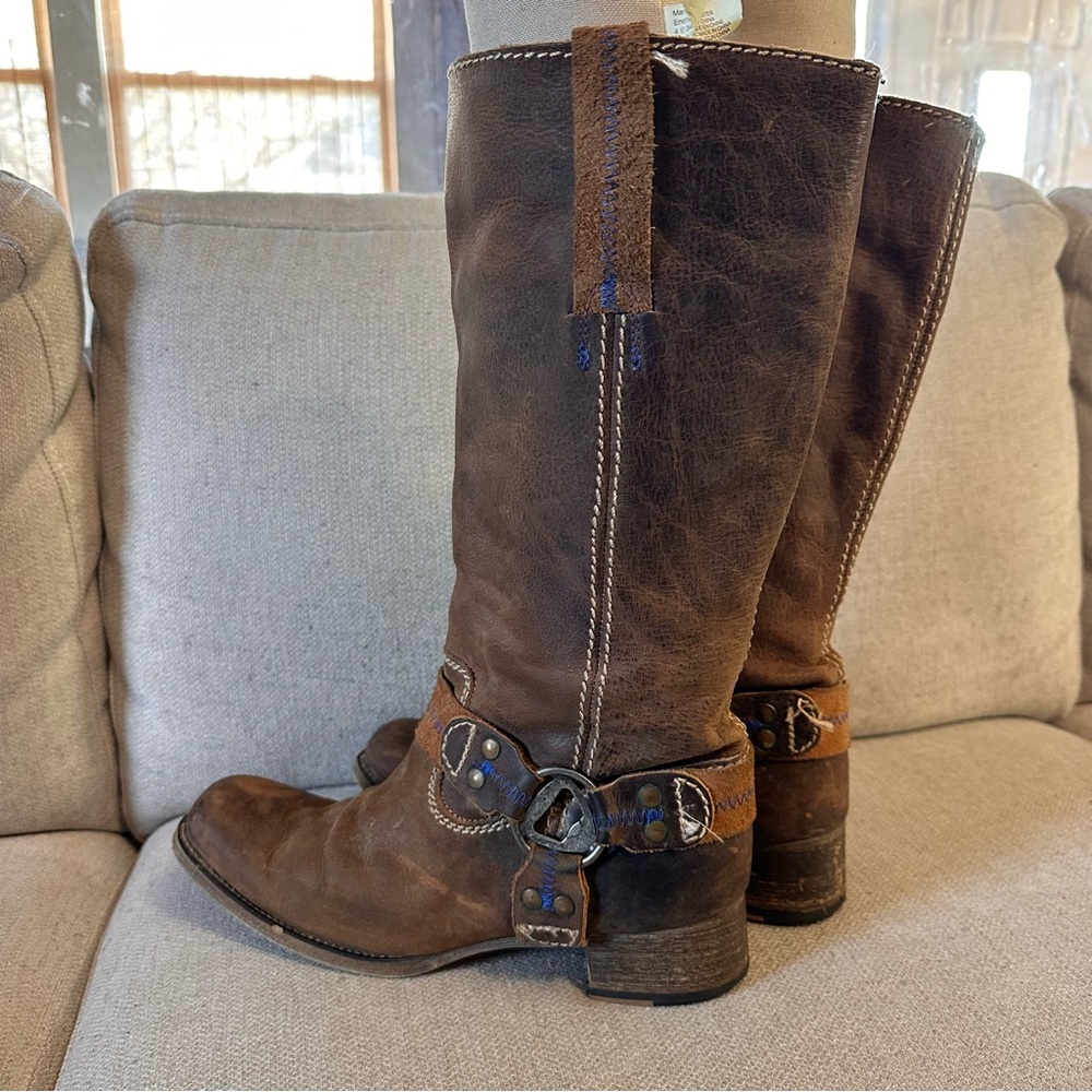 Bed Stu Roma Harness Boots Rugged Brown Leather Pull On Bottle Opener Classic - Picture 10 of 12